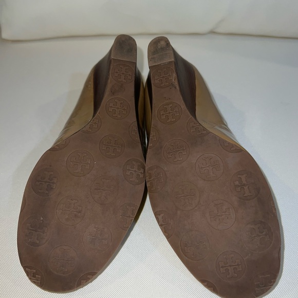 Tory Burch patent leather wedge pumps